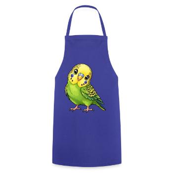 Grüner Wellensittich im Kawaii-Stil - Kochschürze - Royalblau - Vorne - AI Model Male 185 dark (185cm)