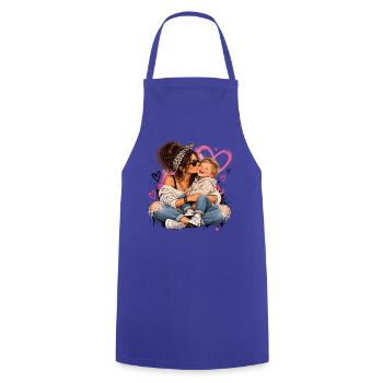 Kuscheltier Liebe: Mutter & Kind - Kochschürze - Royalblau - Vorne - AI Model Male 185 dark (185cm)