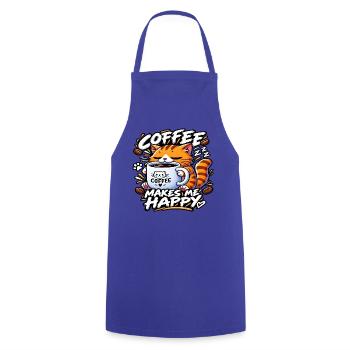 KATZE UND KAFFEE – ICH SPRECHE NICHT OHNE KAFFEE - Kochschürze - Royalblau - Vorne - AI Model Male 185 dark (185cm)