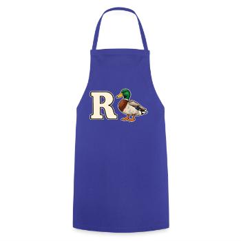 R Ente Lustiges Rentenmotiv - Kochschürze - Royalblau - Vorne - AI Model Male 185 dark (185cm)