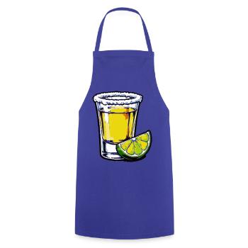 Limetten-Tequila Shot - Kochschürze - Royalblau - Vorne - AI Model Male 185 dark (185cm)