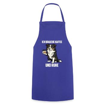 Ich Brauche Kaffee und Ruhe Australian Shepherd  - Kochschürze - Royalblau - Vorne - AI Model Male 185 dark (185cm)