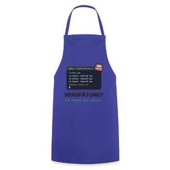 Latenz Lacher: Ping Verspätung - Kochschürze - Royalblau - Vorne - AI Model Male 185 dark (185cm)