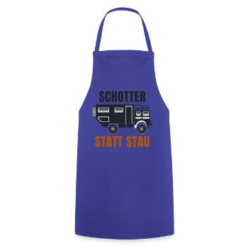 Schotter statt Stau – Offroad Spruch - Kochschürze - Royalblau - Vorne - AI Model Male 185 dark (185cm)