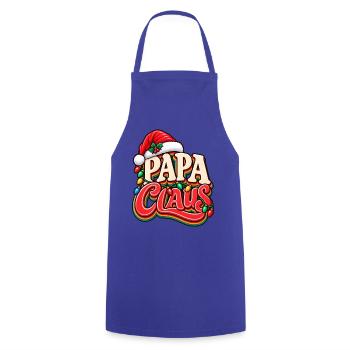 Papa Claus Weihnachtsdesign - Kochschürze - Royalblau - Vorne - AI Model Male 185 dark (185cm)