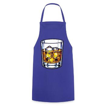 Whiskeyglas mit Eiswürfeln - Kochschürze - Royalblau - Vorne - AI Model Male 185 dark (185cm)