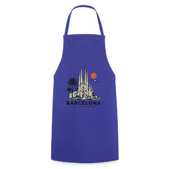 Sagrada Familia Barcelona Skyline - Kochschürze - Royalblau - Vorne - AI Model Male 185 dark (185cm)