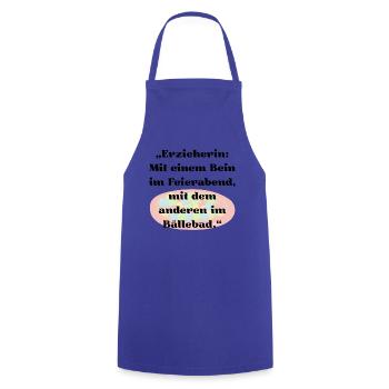 Kita Tasse für Erzieherin – Kindergarten Spruch  - Kochschürze - Royalblau - Vorne - AI Model Male 185 dark (185cm)