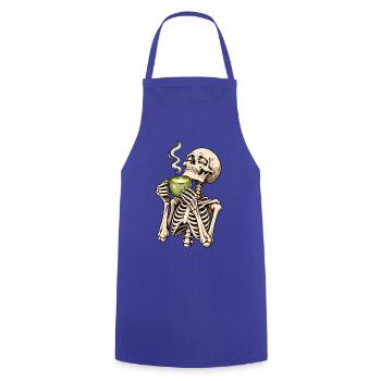 Halloween Skelett mit Matcha Latte – Spooky Tea Ti - Kochschürze - Royalblau - Vorne - AI Model Male 185 dark (185cm)