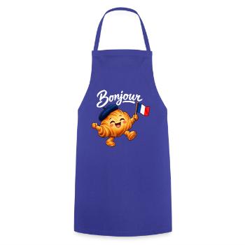 Cute French Croissant Bonjour Paris - Kochschürze - Royalblau - Vorne - AI Model Male 185 dark (185cm)