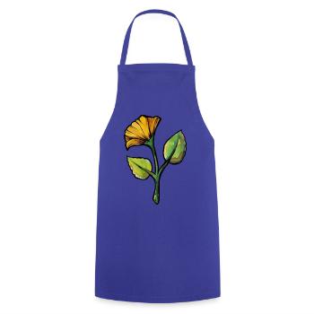 Gelbe Aquarellblume auf Schwarz - Kochschürze - Royalblau - Vorne - AI Model Male 185 dark (185cm)