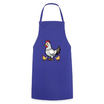 Huhn mit Küken - Kochschürze - Royalblau - Vorne - AI Model Male 185 dark (185cm)