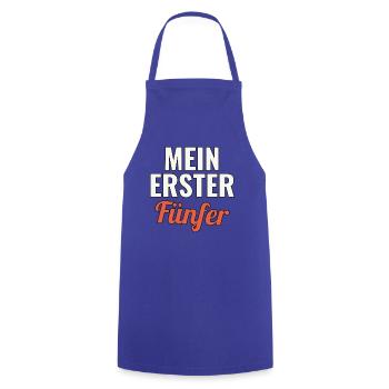 Laufanfänger Geschenk für den ersten Fünfer - Kochschürze - Royalblau - Vorne - AI Model Male 185 dark (185cm)