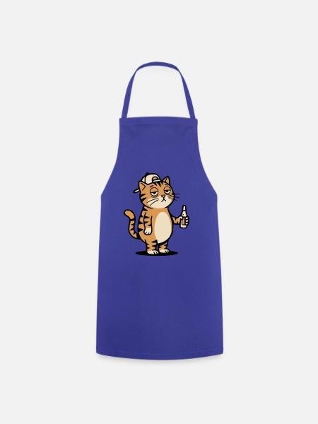 Bier Katze - Kochschürze - Royalblau