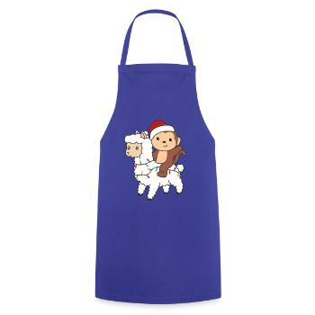 Affe Lama Weihnachten Schnee Winter Tiere - Kochschürze - Royalblau - Vorne - AI Model Male 185 dark (185cm)