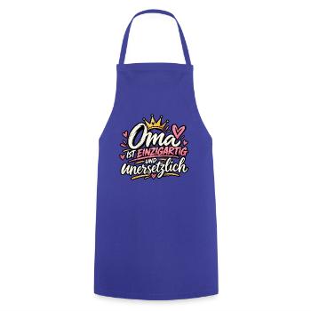 Oma ist einzigartig – Liebevolles Geschenk - Kochschürze - Royalblau - Vorne - AI Model Male 185 dark (185cm)