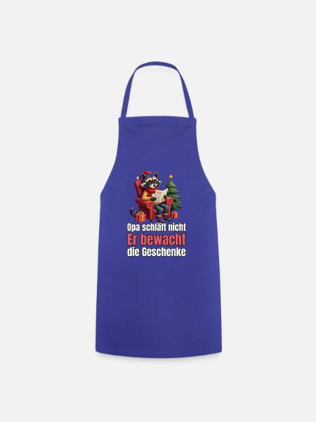 Waschbär-Opa bewacht die Geschenke - Kochschürze - Royalblau