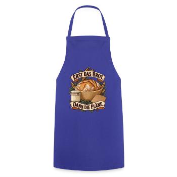 Erst Brot Dann Pläne - Kochschürze - Royalblau - Vorne - AI Model Male 185 dark (185cm)
