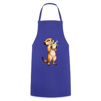 Erdmännchen mit Matcha Latte – Süße Teepause - Kochschürze - Royalblau - Vorne - AI Model Male 185 dark (185cm)
