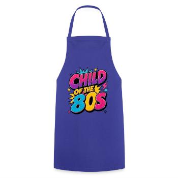 Kind der 80er – Child of the 80s Retro Neon - Kochschürze - Royalblau - Vorne - AI Model Male 185 dark (185cm)