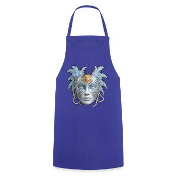Blaue Venezianische Maske mit Sonne - Kochschürze - Royalblau - Vorne - AI Model Male 185 dark (185cm)
