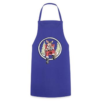 Häschen-Santa im Weihnachtskreis - Kochschürze - Royalblau - Vorne - AI Model Male 185 dark (185cm)
