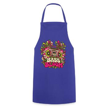 Bass Bloom Neon-Blüten Boombox - Kochschürze - Royalblau - Vorne - AI Model Male 185 dark (185cm)