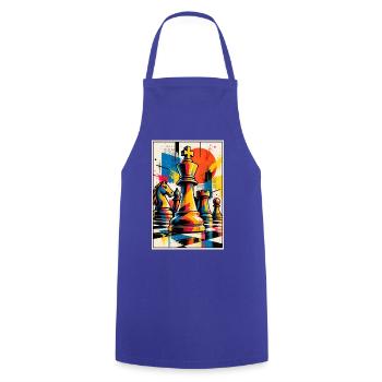 Pop Art schachmotiv - Geschnk für Schachspieler - Kochschürze - Royalblau - Vorne - AI Model Male 185 dark (185cm)