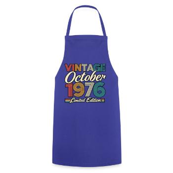 Vintage Oktober 1976 Limited Edition 50. Geburtstag - Kochschürze - Royalblau - Vorne - AI Model Male 185 dark (185cm)