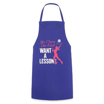 Yes I Serve Like A Girl Want A Lesson? - Kochschürze - Royalblau - Vorne - AI Model Male 185 dark (185cm)