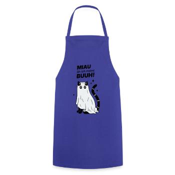 Miau äh ich meine Buuh! - Katze Gespenst Halloween - Kochschürze - Royalblau - Vorne - AI Model Male 185 dark (185cm)
