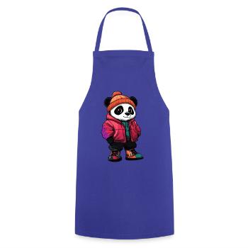 Panda mit Winterjacke und Mütze - Kochschürze - Royalblau - Vorne - AI Model Male 185 dark (185cm)