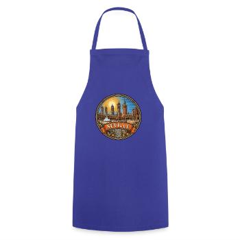Sevilla, Spanien Reiseabzeichen Plaza Espana Souvenir - Kochschürze - Royalblau - Vorne - AI Model Male 185 dark (185cm)