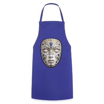 Goldene Maske mit Saphiren - Kochschürze - Royalblau - Vorne - AI Model Male 185 dark (185cm)