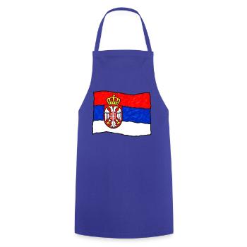 Serbische Flagge als Kinderzeichnung - Kochschürze - Royalblau - Vorne - AI Model Male 185 dark (185cm)