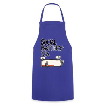 Social Battery 1 % – Soziale Batterie Leer Humor - Kochschürze - Royalblau - Vorne - AI Model Male 185 dark (185cm)