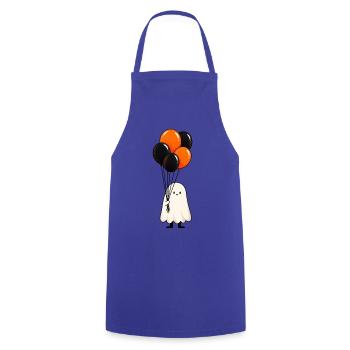 Süßer Geist mit Luftballons – Halloween Motiv - Kochschürze - Royalblau - Vorne - AI Model Male 185 dark (185cm)