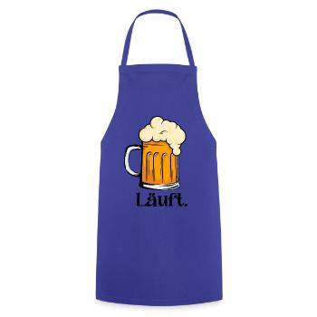 Läuft - Schäumender Bierkrug - Kochschürze - Royalblau - Vorne - AI Model Male 185 dark (185cm)