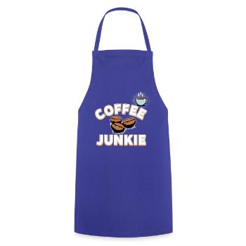 Coffee Junkie - Kaffeebohnen und Tasse - Kochschürze - Royalblau - Vorne - AI Model Male 185 dark (185cm)