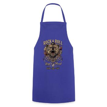 Rock & Roll Bär – Laut & Stolz - Kochschürze - Royalblau - Vorne - AI Model Male 185 dark (185cm)