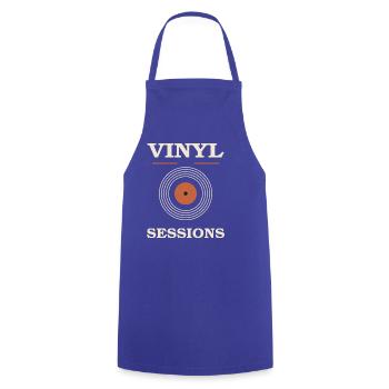 Vinyl SessionsRetro Schallplatte - Kochschürze - Royalblau - Vorne - AI Model Male 185 dark (185cm)