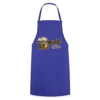 Maryland Retro Vintage Crab Old Bay Fort Design - Kochschürze - Royalblau - Vorne - AI Model Male 185 dark (185cm)