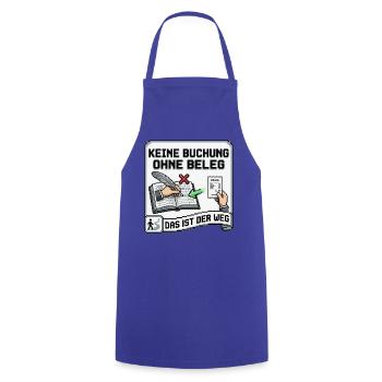 Keine_Buchung_ohne_Beleg_-_Pixel_Art - Kochschürze - Royalblau - Vorne - AI Model Male 185 dark (185cm)