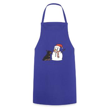 Rottweiler klaut Schneemann den Stockarm - Kochschürze - Royalblau - Vorne - AI Model Male 185 dark (185cm)