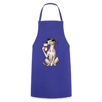 Whippet mit Latte Macchiato - Kochschürze - Royalblau - Vorne - AI Model Male 185 dark (185cm)