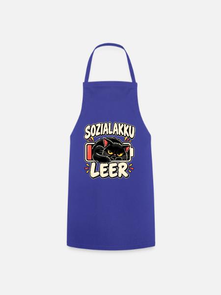 Sozialakku leer Katze - Kochschürze - Royalblau