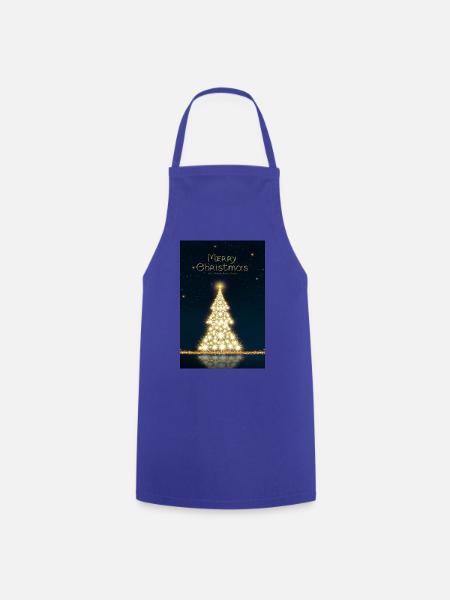 Goldener Weihnachtsbaum, isoliert am Sternenhimmel - Kochschürze - Royalblau