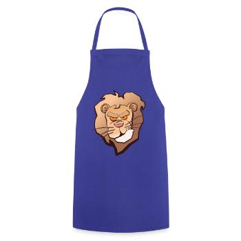 Mürrischer Löwenkopf - Kochschürze - Royalblau - Vorne - AI Model Male 185 dark (185cm)