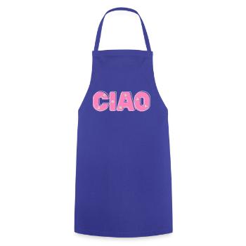 CIAO mit Blumen – Retro-Schriftzug in Pink und Min - Kochschürze - Royalblau - Vorne - AI Model Male 185 dark (185cm)