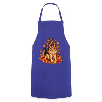 Herbstlicher Schäferhund auf Laub - Kochschürze - Royalblau - Vorne - AI Model Male 185 dark (185cm)